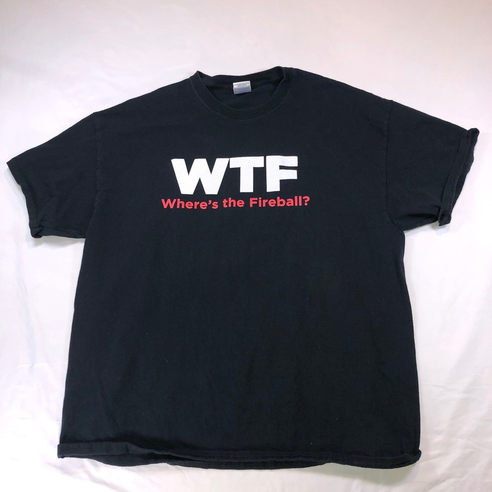 Fireball Cinnamon Whisky WTF Wheres the Fireball Black Graphic T-Shirt XL